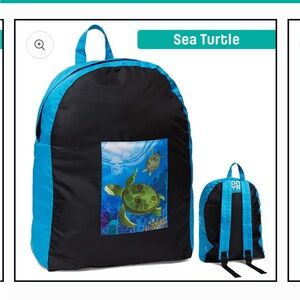 ONYA Sea Turtle Recycled Stuffable Backpack bulk/blue